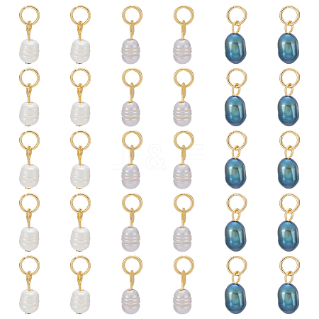 30Pcs 3 Colors Natural Pearl Pendants PALLOY-PH01824-1