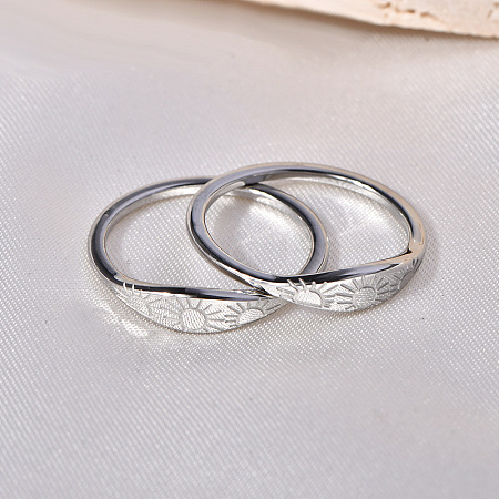 Sun Pattern 304 Stainless Steel Finger Rings FS-WG90263-10-1