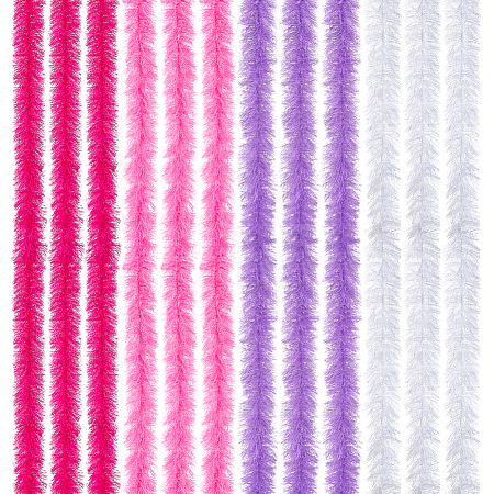 12Pcs 4 Colors Polyester Turkey Feather Strips DIY-MA0007-23-1