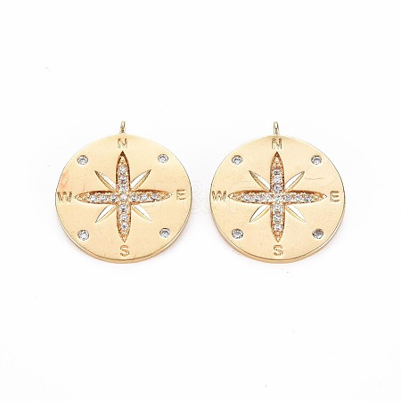 Brass Micro Pave Clear Cubic Zirconia Pendants KK-S356-703-1