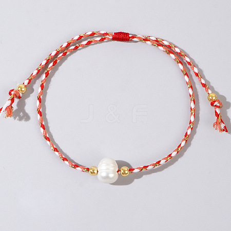 Natural Freshwater Pearl Bead Braided Bead Bracelets LS-JH8725-6-1
