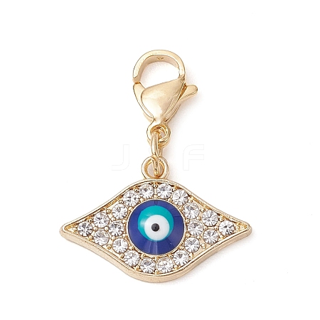 Evil Eye Alloy Enamel Rhinestones Pendant Decorations HJEW-JM02090-01-1