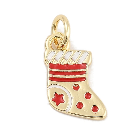 Christmas Brass Enamel Charms KK-Q028-71G-04-1