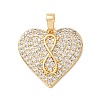 Brass Micro Pave Clear Cubic Zirconia Pendants KK-C264-17B-G-1
