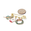 3Pcs 3 Style Christmas Tree & Snowman & Deer Alloy Enamel Charms Safety Pin Brooches JEWB-BR00094-3