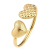 304 Stainless Steel Heart Cuff Bangles for Women BJEW-A154-01B-G-2