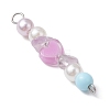 4Pcs 4 Colors Acrylic Pearl & Natural Green Aventurine & Natural Sunstone & Cherry Quartz Glass & Natural Ametrine Gemstone Chip Heart Connector Charms PALLOY-JF03340-02-4