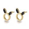 Rack Plating Brass Micro Pave Cubic Zirconia Stud Earring EJEW-C101-04G-1