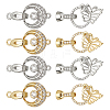 DICOSMETIC 8Pcs 4 Styles Flat Round & Butterfly Brass Clear Cubic Zirconia Fold Over Clasps KK-DC0001-64-1