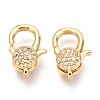 Brass Micro Pave Cubic Zirconia Lobster Claw Clasps X-ZIRC-O038-23G-1