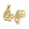 Brass Micro Pave Clear Cubic Zirconia Pendants ZIRC-P113-07G-G-2