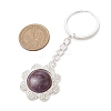 Mixed Stone & Alloy Flower Pendant Keychain KEYC-JKC01109-4