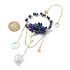 Natural Lapis Lazuli & Dyed Natural Quartz Crystal with Glass Pendant Decorations HJEW-TA00123-02-3