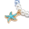 4Pcs 4 Styles Ocean Theme Alloy Enamel Stretch Charm Bracelets BJEW-JB08760-2