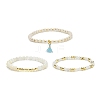 3Pcs 3 Style Natural White Jade & Moonstone & Synthetic Hematite Beaded Stretch Bracelets Set BJEW-JB09120-4