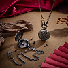 Vintage Alloy Flat Round Hollow Pocket Watch with Brass Curb Chain AJEW-PH0007-68AB-4