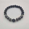 Natural Black Stone & Synthetic Hematite Stretch Bracelet XX9870-7-1