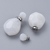 Faceted Natural White Jade Openable Perfume Bottle Pendants G-E564-08A-P-1