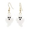 Halloween Theme Ghost Handmade Glass Seed Beaded Dangle Earrings EJEW-MZ00478-2