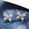 Butterfly Brass Micro Pave Cubic Zirconia Stud Earrings EJEW-M082-17P-02-1