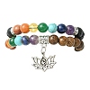 2Pcs 2 Styles Chakra 8mm Gemstone Round Beaded Braided & Stretch Bracelet Sets BJEW-JB10906-4