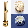 Golden Tone Brass Wax Seal Stamp Head with Bamboo Stick Shaped Handle LS-STAM-K001-05G-G-1