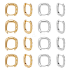 16Pcs 2 Colors Half Spiral Rectangle Brass Hoop Earrings for Women EJEW-UN0003-26-1