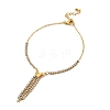 Ion Plating(IP) 304 Stainless Steel Butterfly with Rhinestone Tassel Charm Anklet for Women AJEW-P100-02G-1