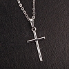 18K Silver Plated Cross Brass Cubic Zirconia Pendant Necklaces NJEW-EE0001-14B-2