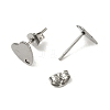 Non-Tarnish 304 Stainless Steel Heart Stud Earring Findings STAS-R063-37-2