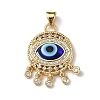 Lampwork Evil Eye Pendants with Colorful Cubic Zirconia ZIRC-L102-14G-03-2