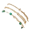Dyed Natural Agate Nuggets & 304 Stainless Steel Link Chain 3 Layer Anklets for Women AJEW-AN00743-01-6
