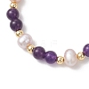 Adjustable Natural Quartz and Freshwater Pearl Beads Bead Bracelets BJEW-JB13031-4