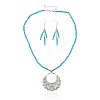 Line Turquoise Alloy Charm Jewelry Sets SJEW-PJS333-1