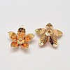 5-Petal Flower Brass Bead Caps KK-L137-08G-NR-2