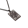 304 Stainless Steel Curb Chain Rectangle with Constellation Pendant Necklaces PW-WG0F5D0-27-1