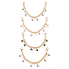 Alloy Enamel Flower with ABS Plastic Pearl Round Bead Charm Iron Chain Bag Decorative Chains HJEW-FS00054-03-4