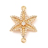 Brass Pave Clear Cubic Zirconia Connector Charms KK-S389-35G-1