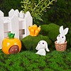 Resin Standing Rabbit Statue Bunny Sculpture Carrot Bonsai Figurine for Lawn Garden Table Home Decoration ( Mixed Color ) JX086A-5