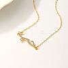 Cubic Zirconia Wave Pendant Necklace with Golden Brass Chains RP3424-2-3