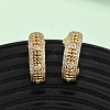 Brass Micro Pave Clear Cubic Zirconia J-Shaped Stud Earrings EJEW-B153-18G-1
