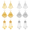 FIBLOOM 6 Pairs 6 Style Ethnic Style Alloy Chandelier Earrings EJEW-FI0002-04-1