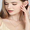 1Pc 304 Stainless Steel Heart Pendant Round Snake Chain Necklaces for Women NJEW-LP0009-42-1