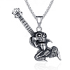 Halloween 304 Stainless Steel Guitar Skull Pendant Necklaces for Men WGCDC24-01-1