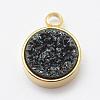 Electroplated Natural Druzy Agate Charms G-P321-04G-2