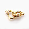 Brass Micro Pave Cubic Zirconia Fold Over Clasps KK-P164-09G-1