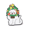 Cat with Christmas Tree Enamel Pin JEWB-H006-04EB-1