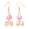 3 Pairs 3 Style Pink Alloy Enamel Charms & Resin Beads Dangle Earrings EJEW-JE05030-04-5