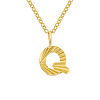 Personalized Stainless Steel Textured Alphabet Initial Pendant Necklaces for Women Men RF0956-17-1