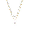 Alloy & Plastic Imitation Pearl Double Layer Necklaces WG1127D-01-4